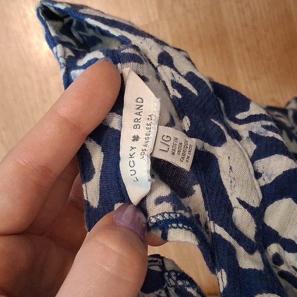 Lucky Brand Womens Blue Paisley Print Blouse Size Large - Picture 2 of 6